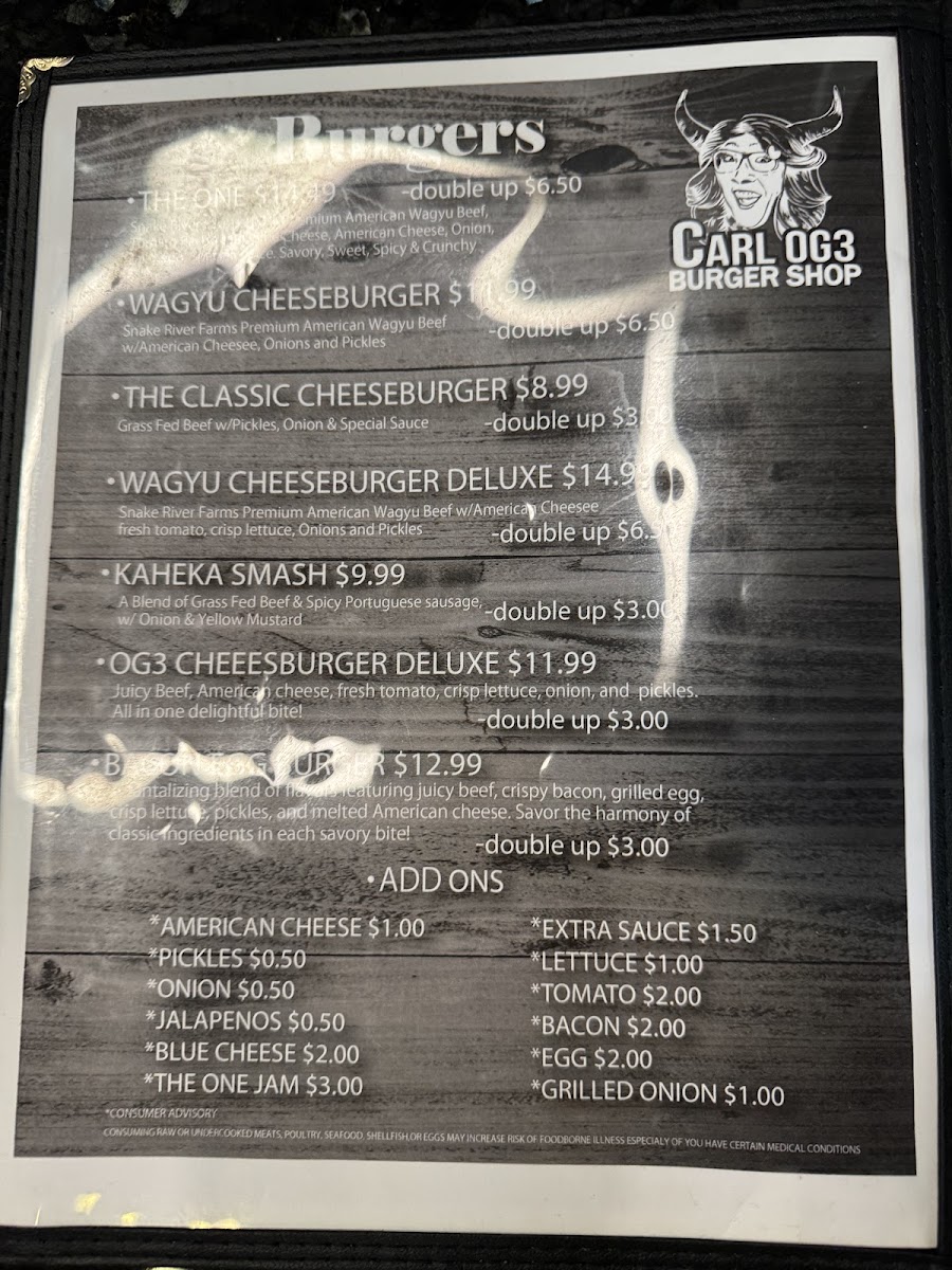 Carl OG3 Burger Shop Photo Menu 8