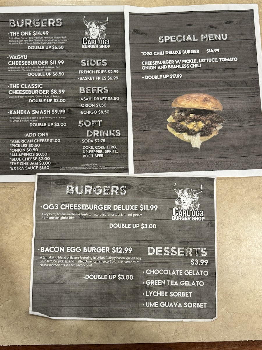 Carl OG3 Burger Shop Photo Menu 9