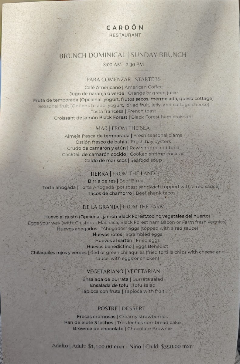 Cardón Restaurant Photo Menu 1
