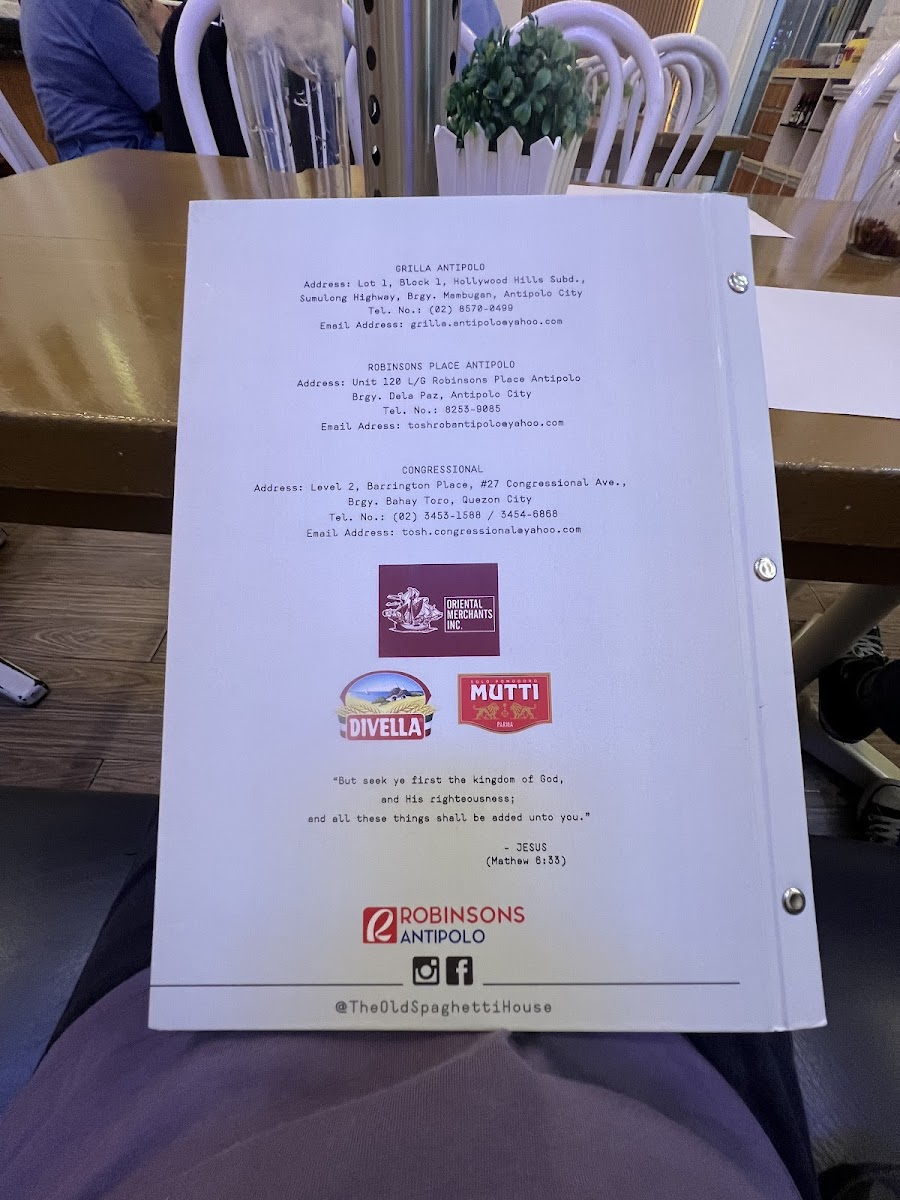 The Old Spaghetti House Photo Menu 9