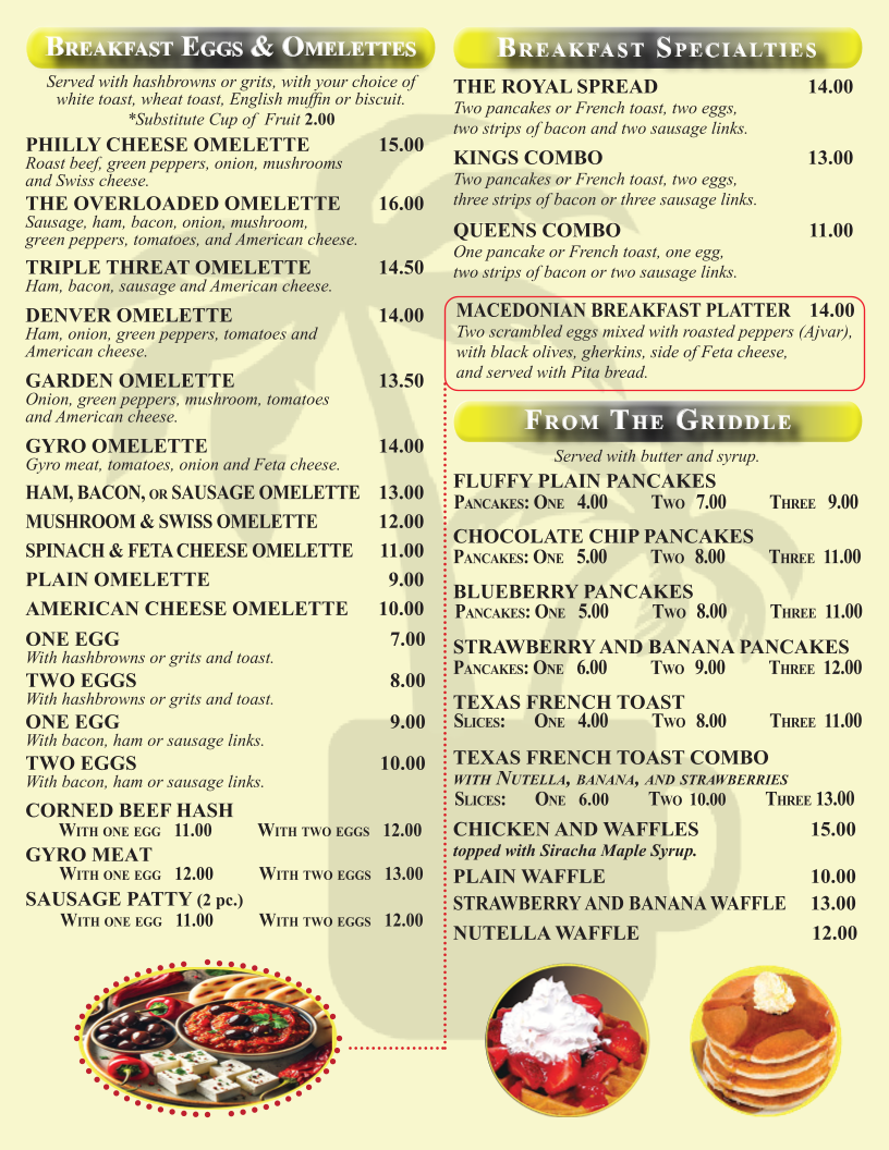 Jenisa's Diner Photo Menu 1