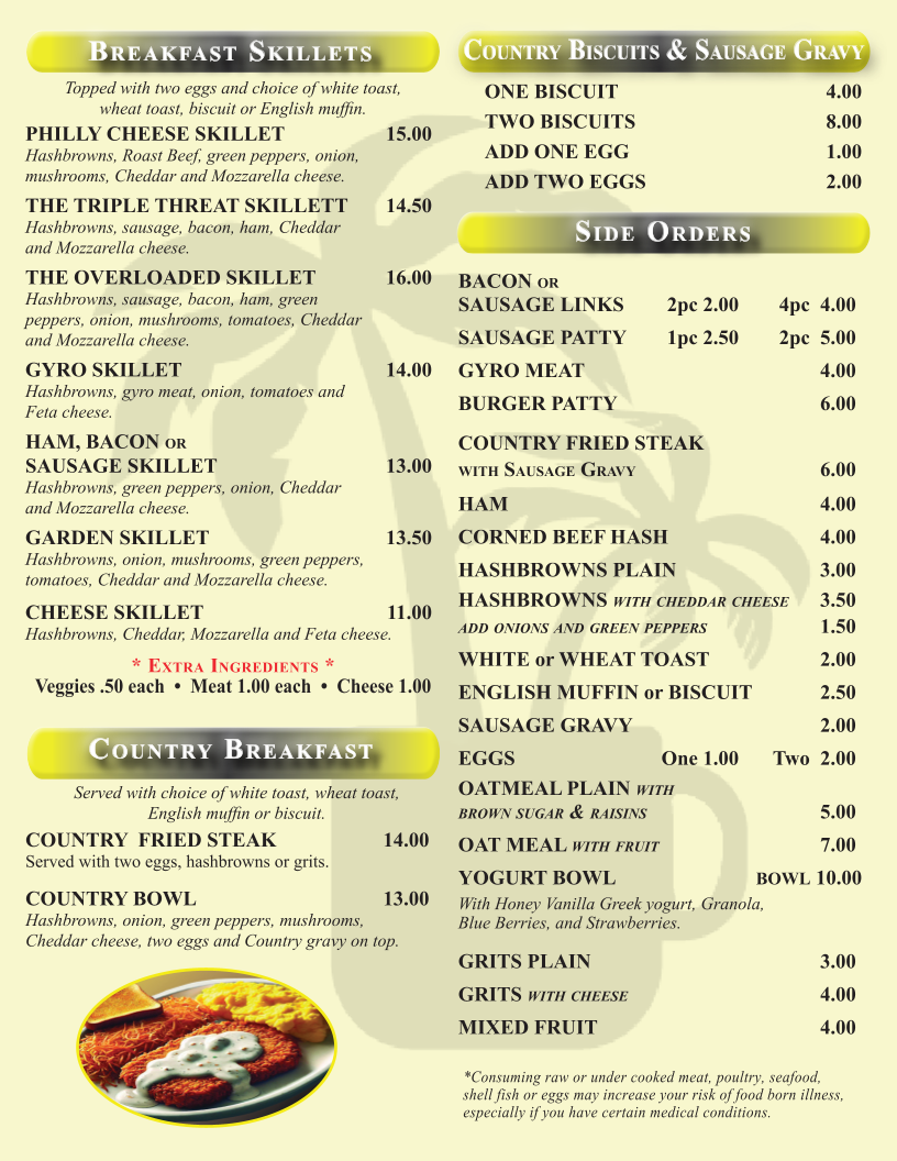 Jenisa's Diner Photo Menu 2