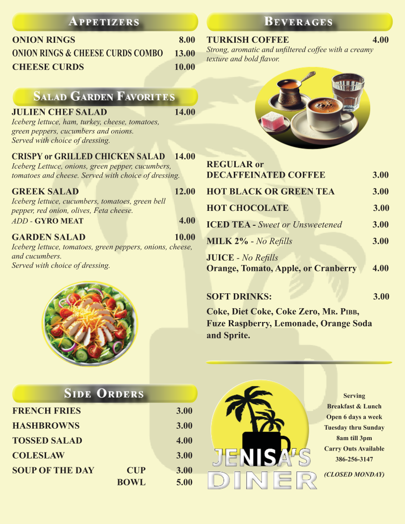 Jenisa's Diner Photo Menu 4