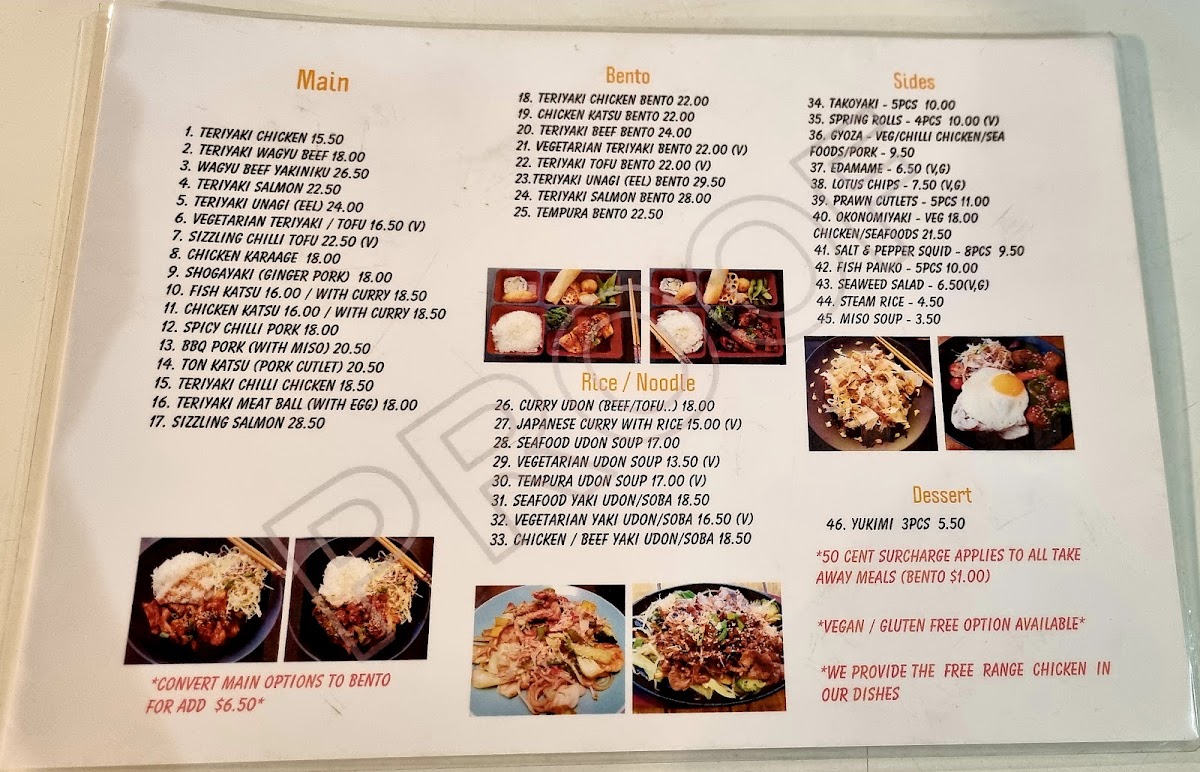 Mama's & Papa's Japanese Cafe Photo Menu 1