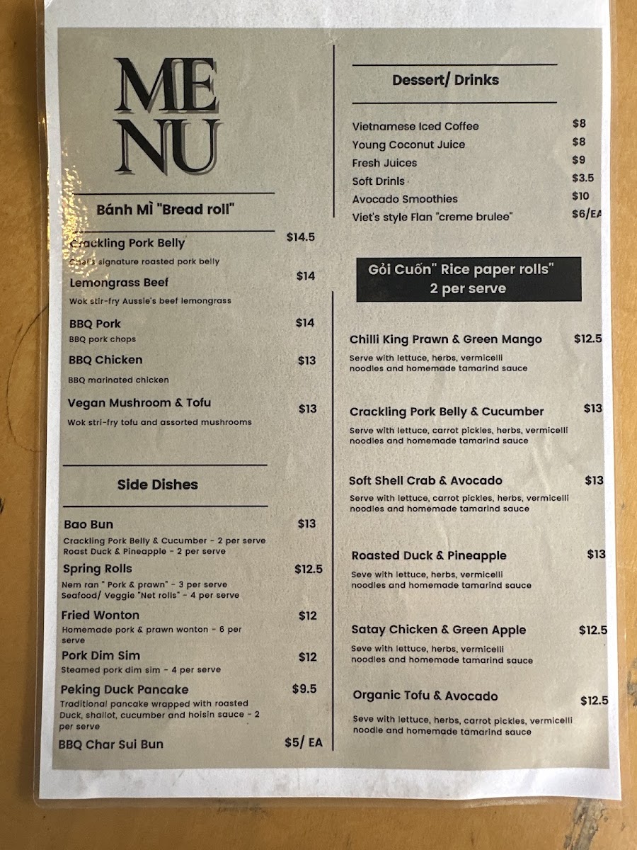 Vinfafe Darlinghurst Photo Menu 1