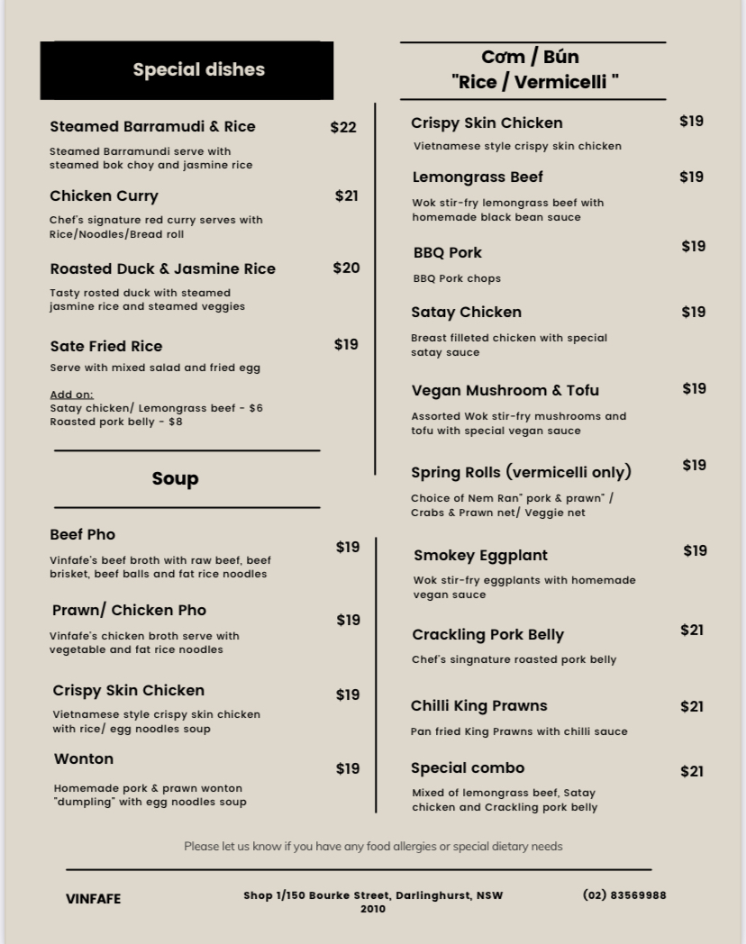 Vinfafe Darlinghurst Photo Menu 4