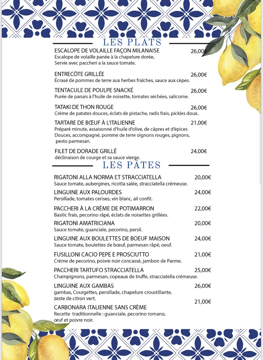 Le Forbin restaurant Italien Aix en Provence Photo Menu 3