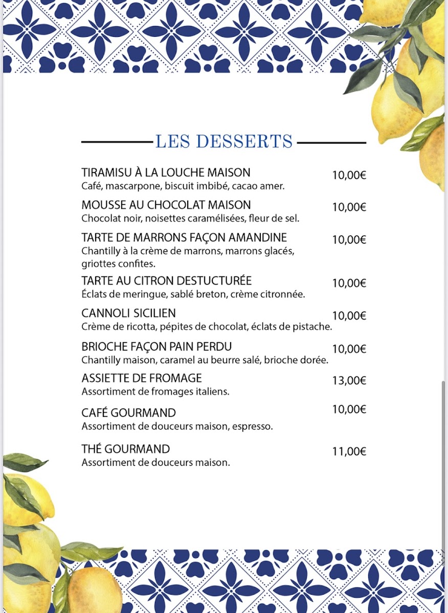 Le Forbin restaurant Italien Aix en Provence Photo Menu 5