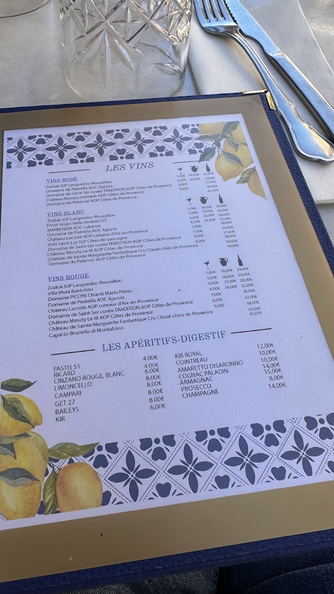 Le Forbin restaurant Italien Aix en Provence Photo Menu 6