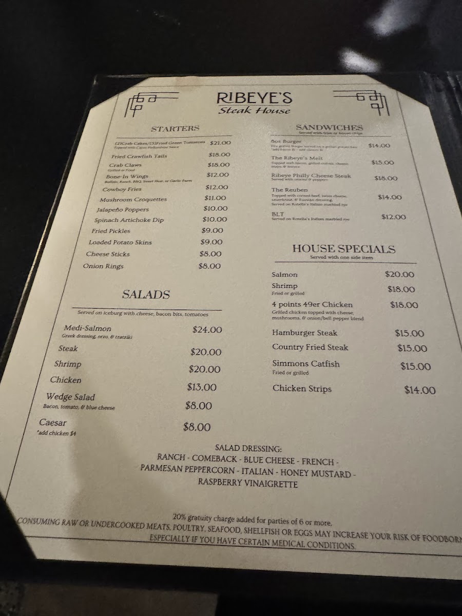 Ribeye's Steak House Photo Menu 2