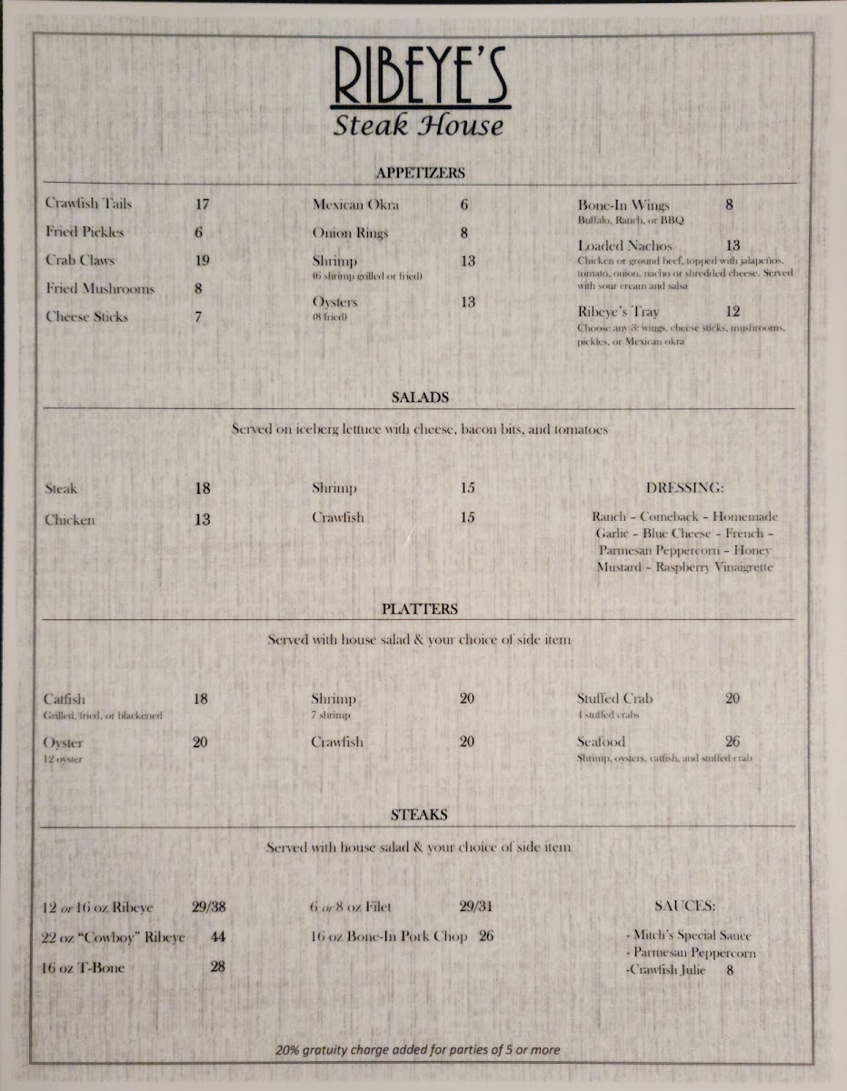 Ribeye's Steak House Photo Menu 4