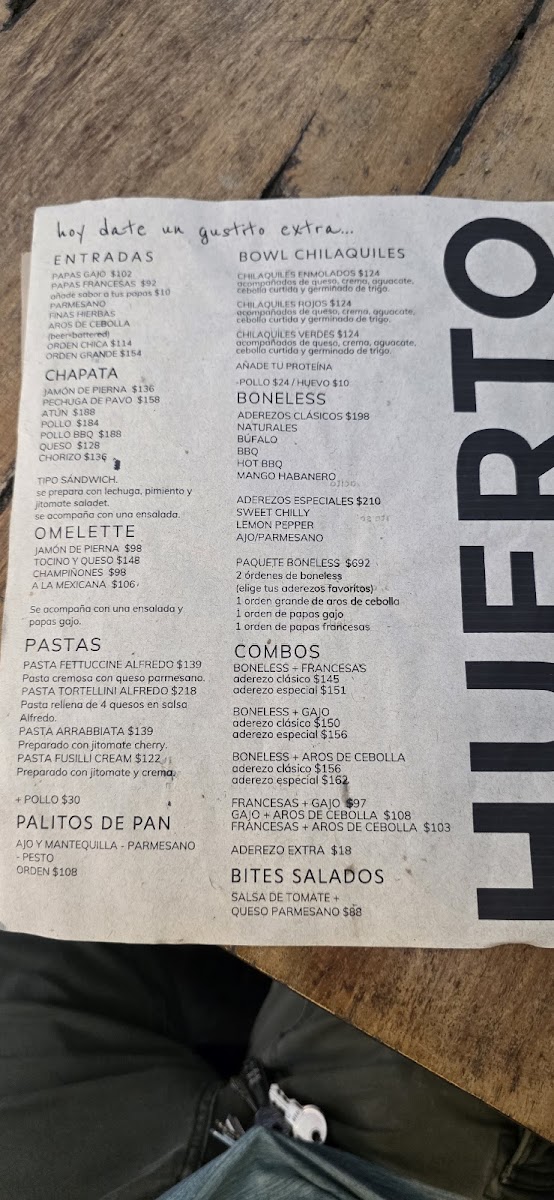 Huerto blanco Photo Menu 2