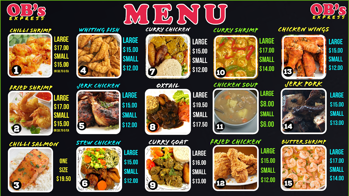 OB's Express Photo Menu 1