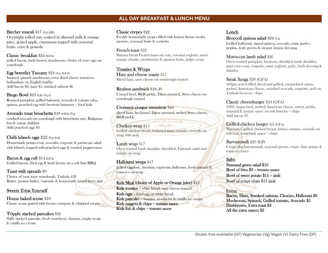THE ORCHARD HILLS CAFE Photo Menu 1