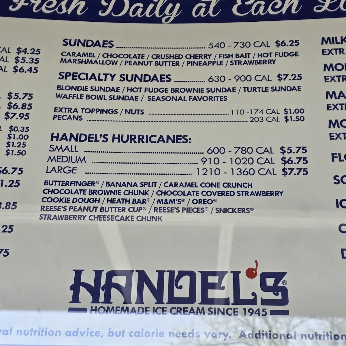 Handel's Homemade Ice Cream Photo Menu 6