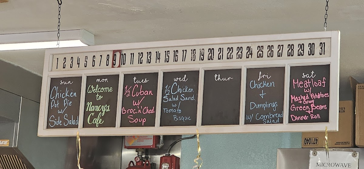 Nancy's Cafe Photo Menu 1