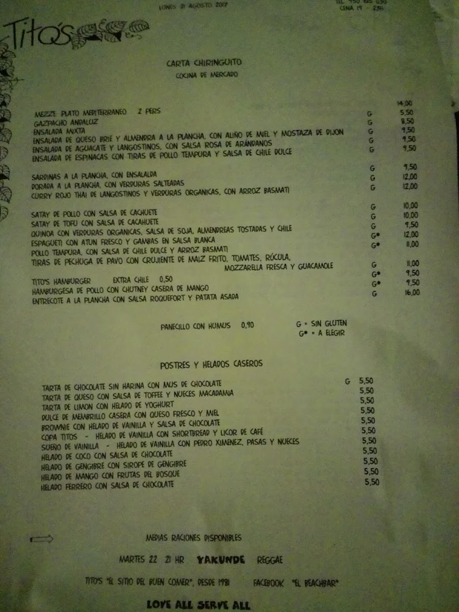 Tito's Beach Bar Photo Menu 10