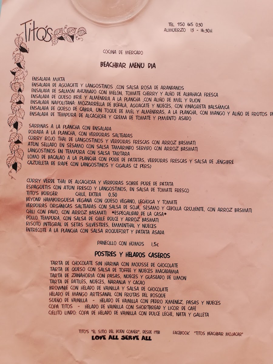 Tito's Beach Bar Photo Menu 2