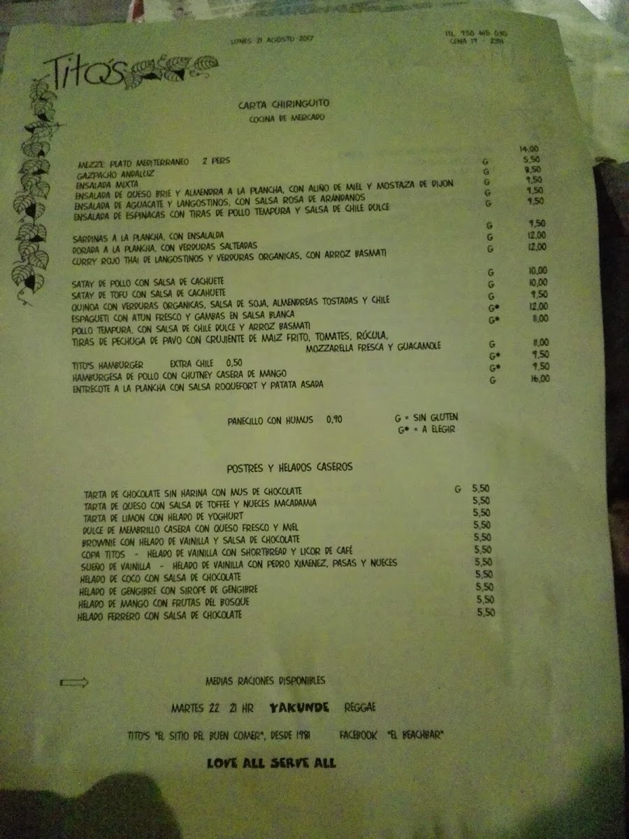 Tito's Beach Bar Photo Menu 9
