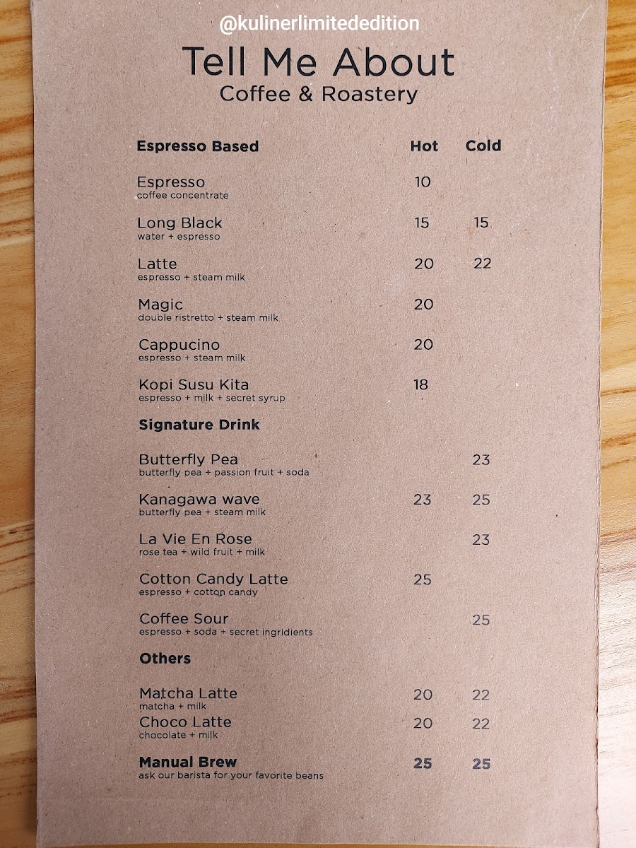 Tell Me About Coffee & Roastery Photo Menu 2