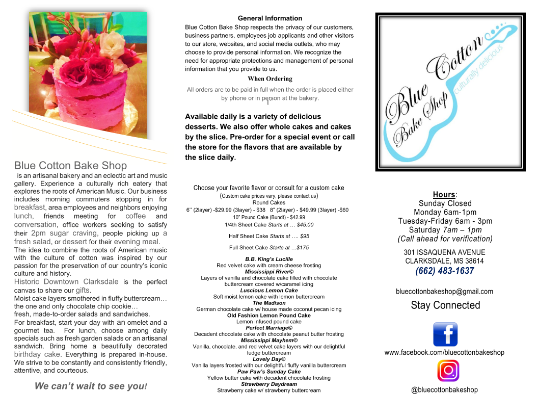 Blue Cotton Bake Shop Photo Menu 2