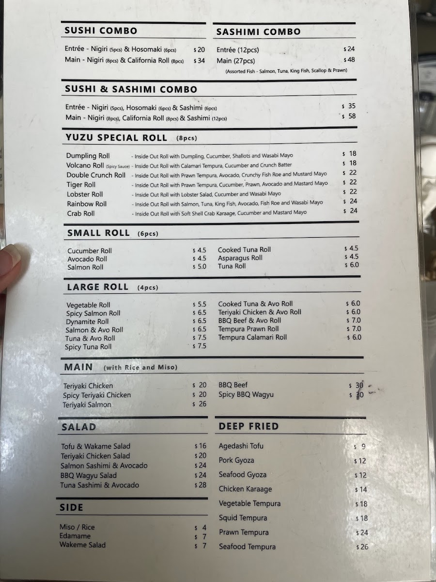 Yuzu pyrmont Photo Menu 1
