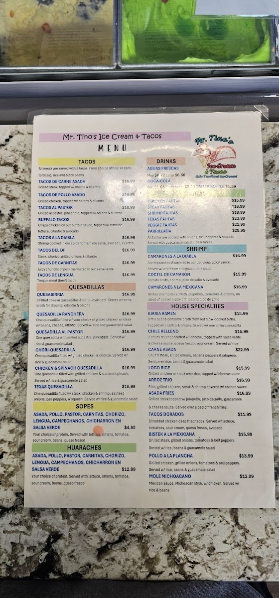 Mr. Tino's Ice Cream and Tacos Photo Menu 10