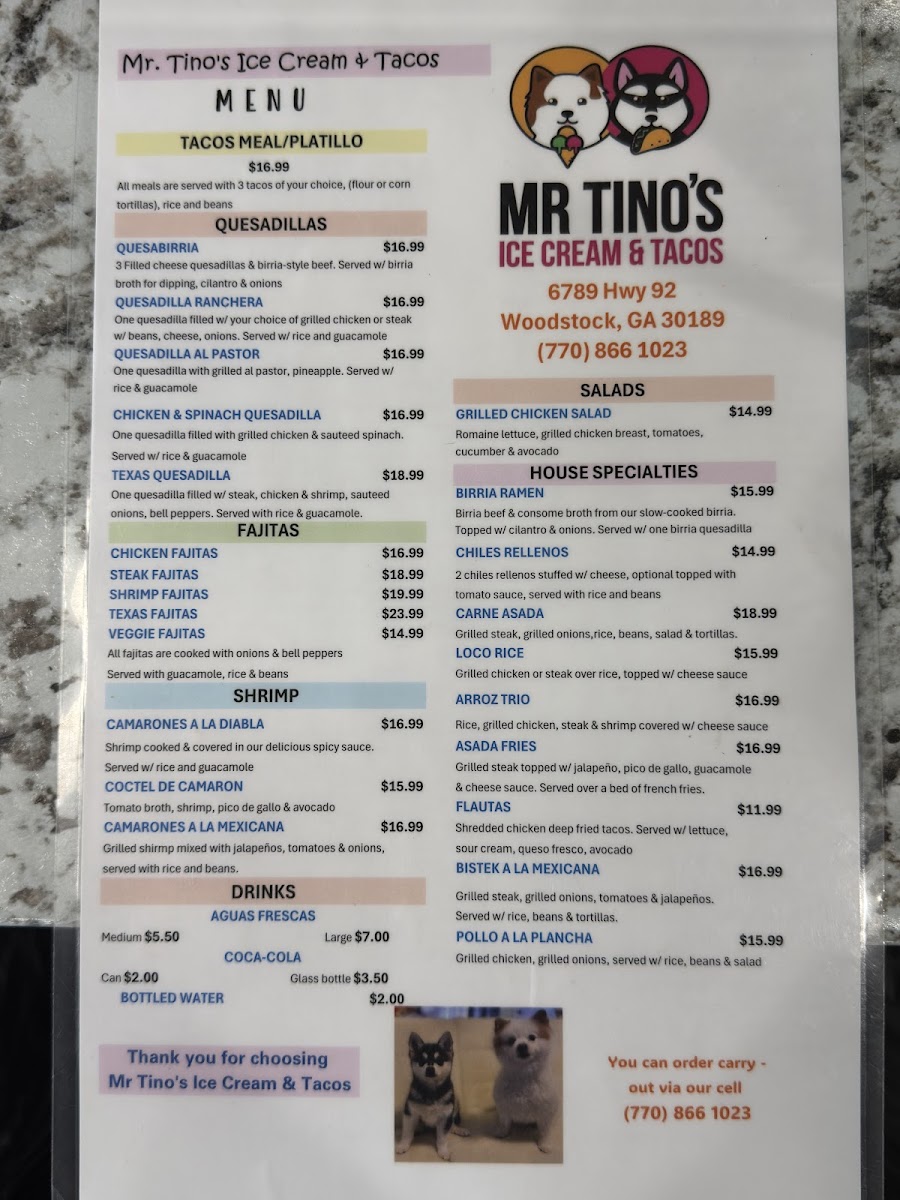Mr. Tino's Ice Cream and Tacos Photo Menu 3