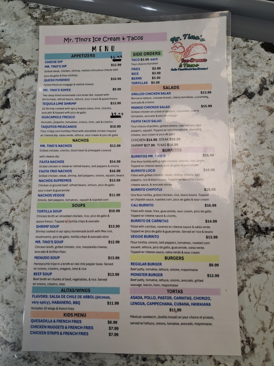 Mr. Tino's Ice Cream and Tacos Photo Menu 8