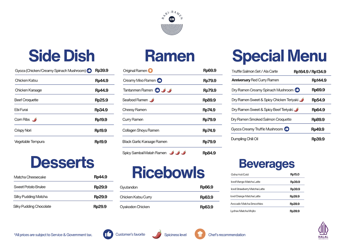 Bari-Ramen Photo Menu 1