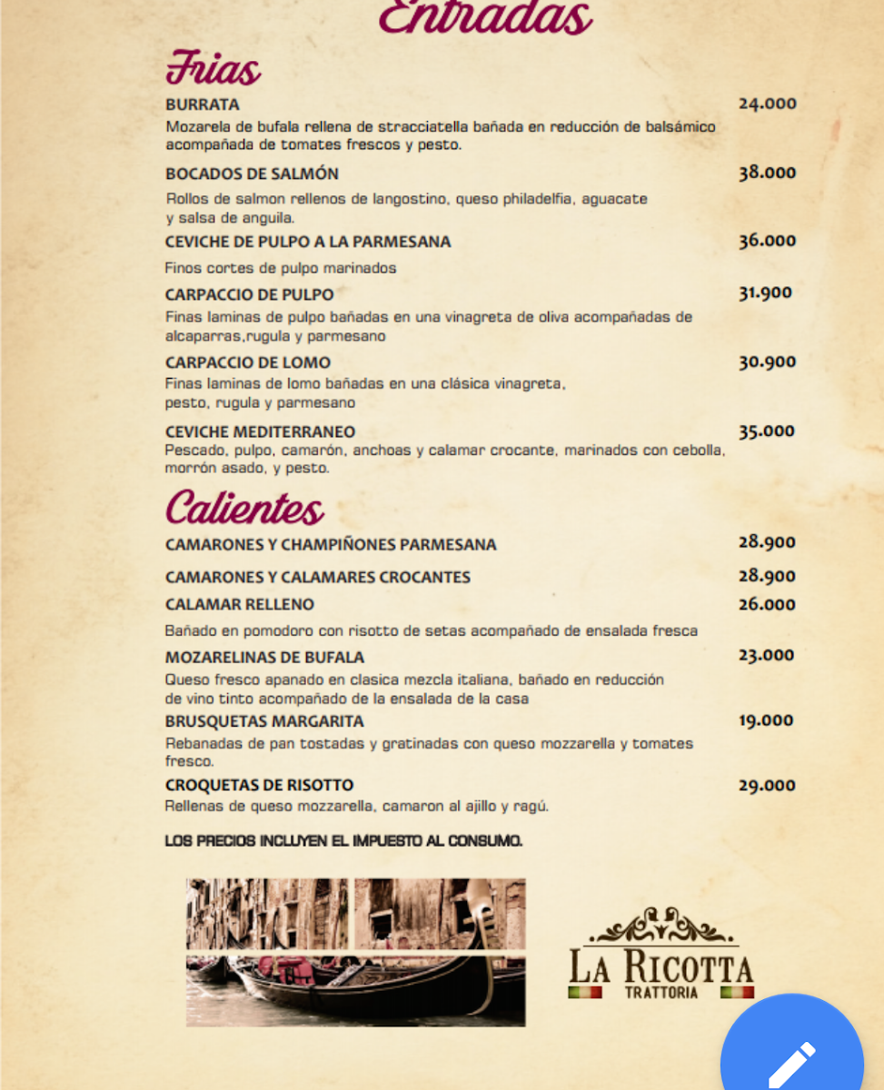 La Ricotta Trattoria Photo Menu 5