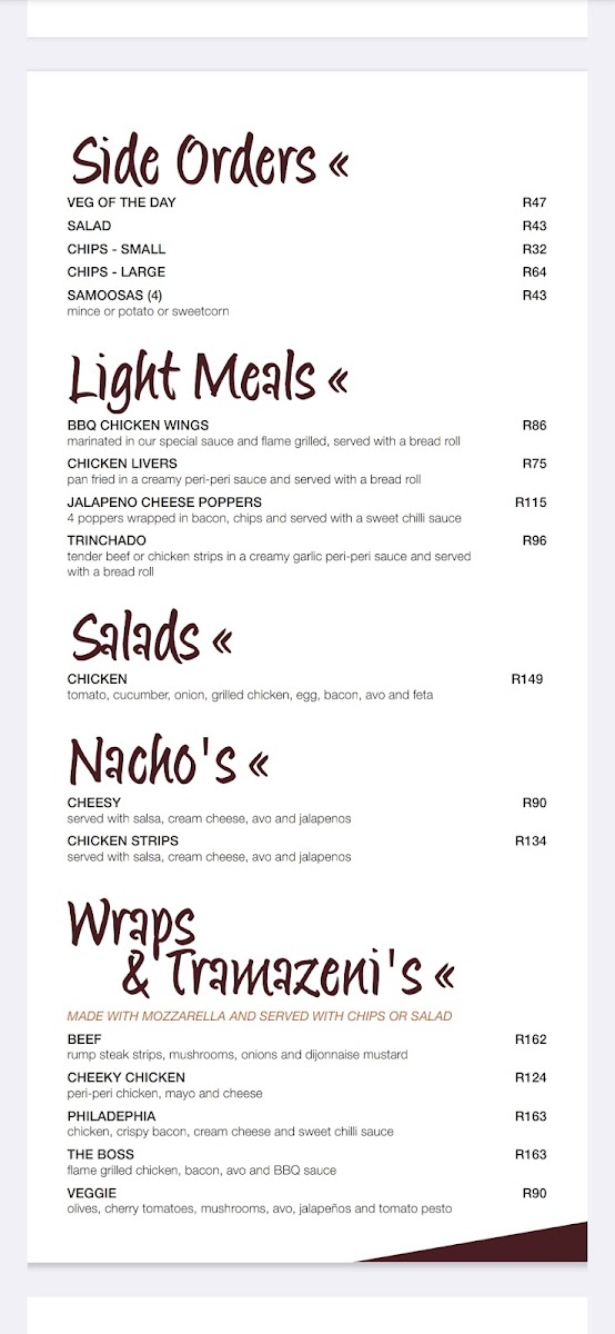 Badgers Restaurant Photo Menu 1