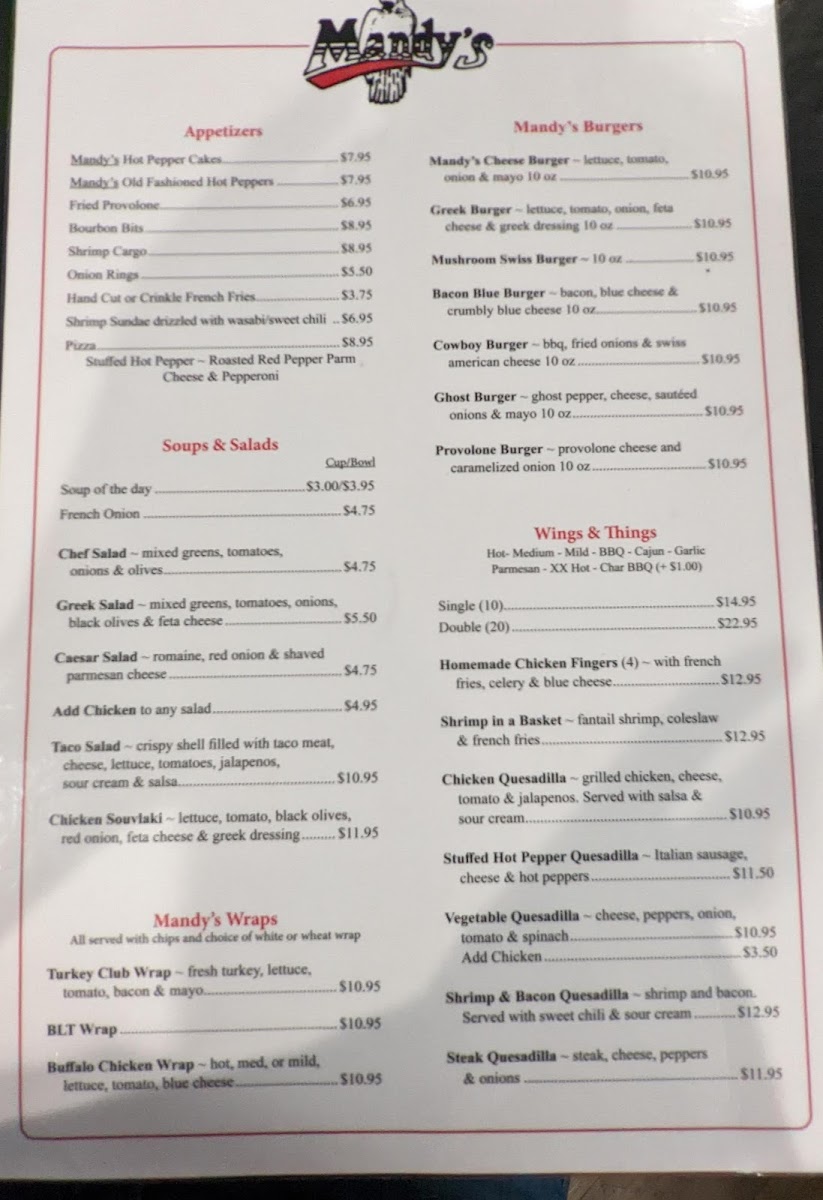 Mandy's Cafe Photo Menu 1