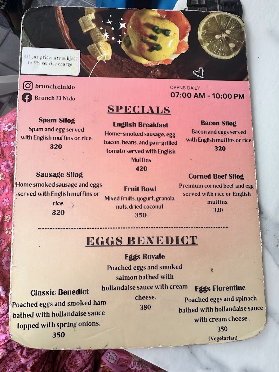 Brunch El nido Photo Menu 1