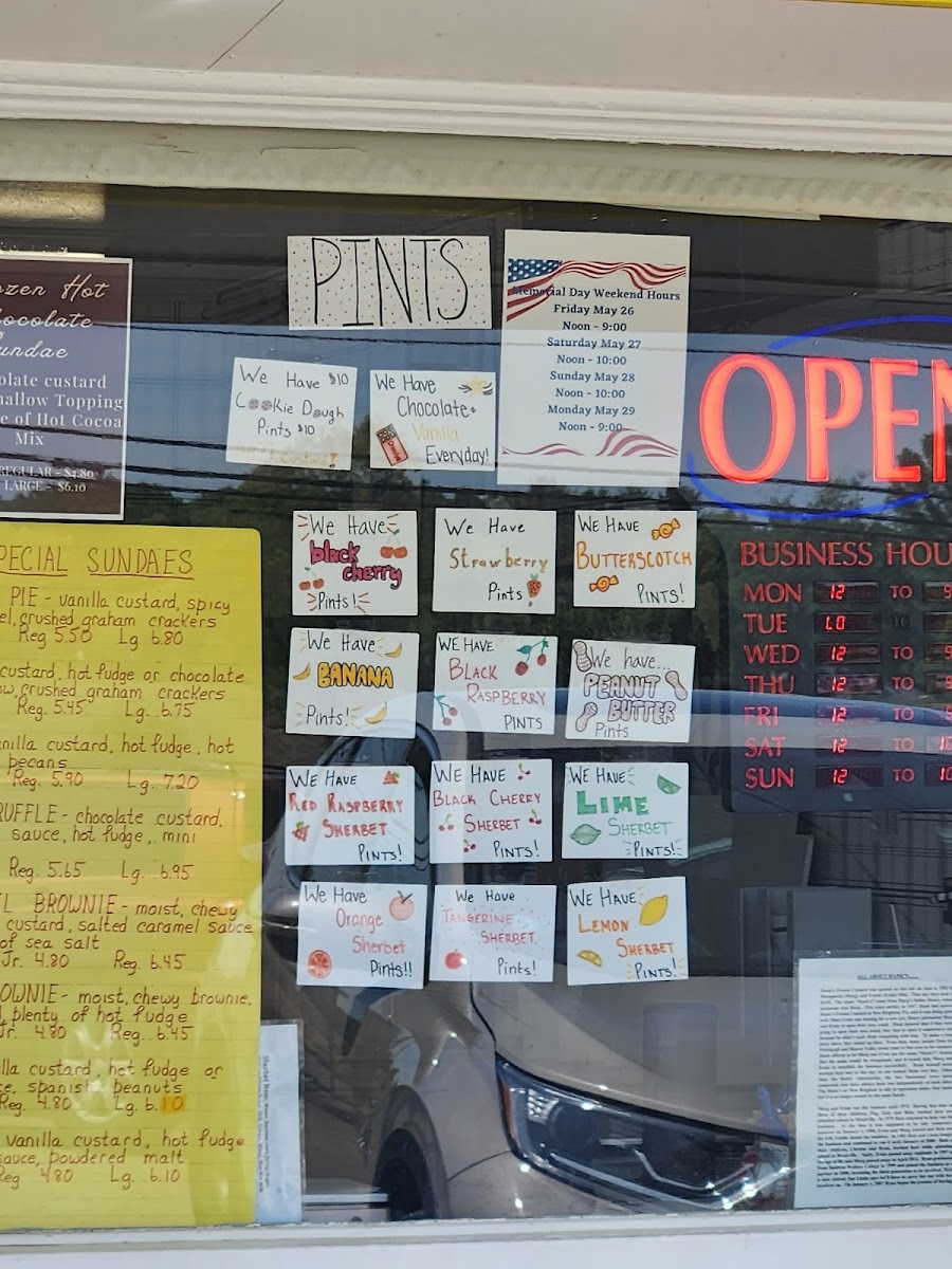 Hank's Frozen Custard Photo Menu 3