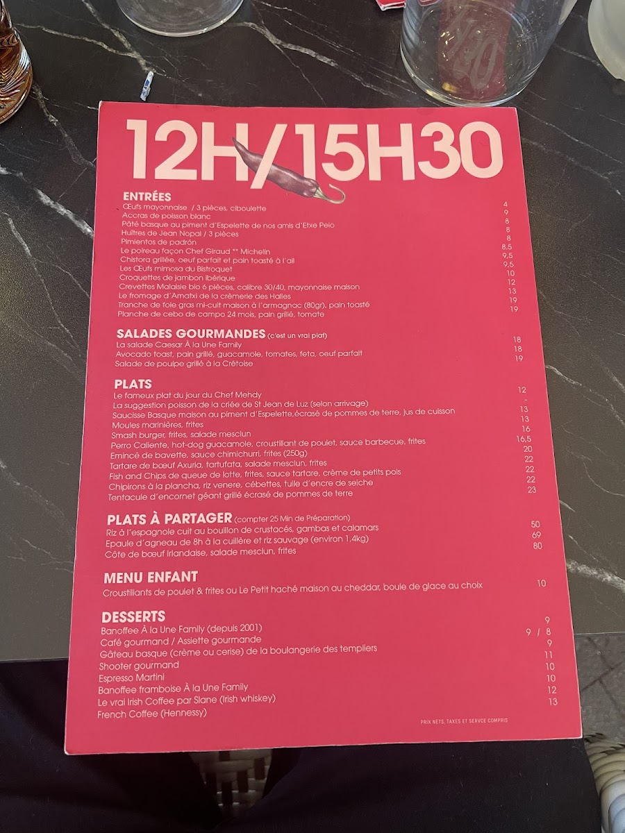 Chez BB: Bistroquet Biarritz Photo Menu 2