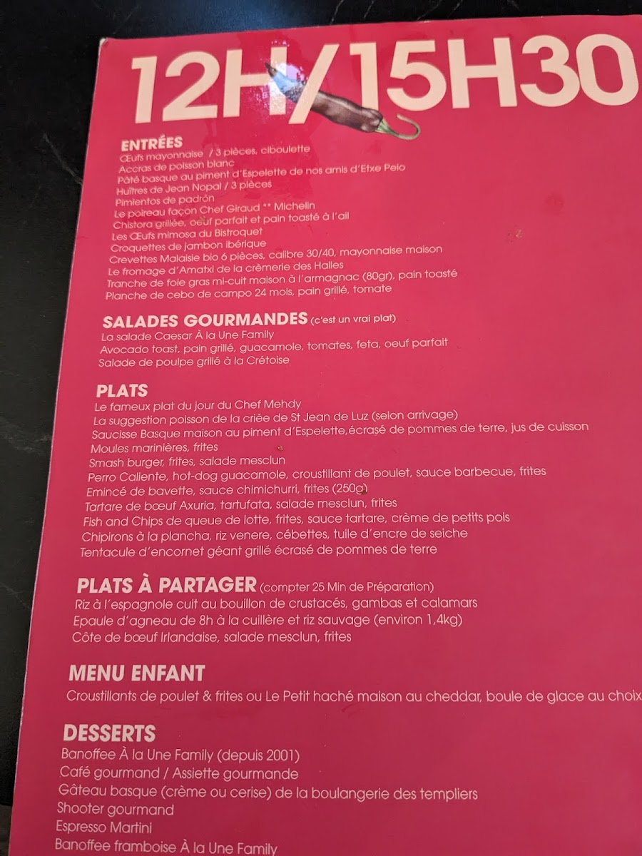 Chez BB: Bistroquet Biarritz Photo Menu 9