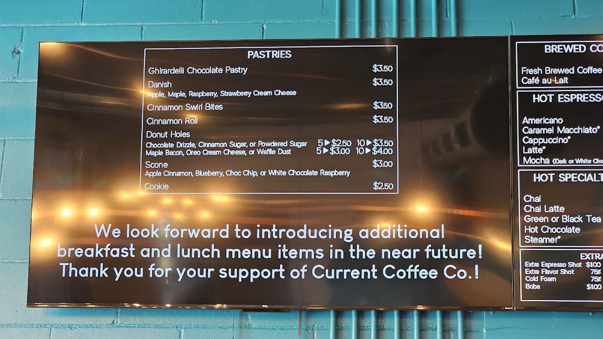 Current Coffee Company Photo Menu 3