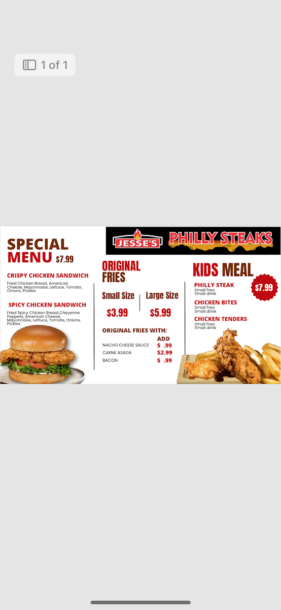 Jesse's Philly Steaks Photo Menu 3