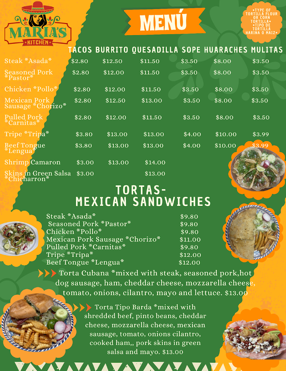 Maria's Kitchen & Store Photo Menu 1