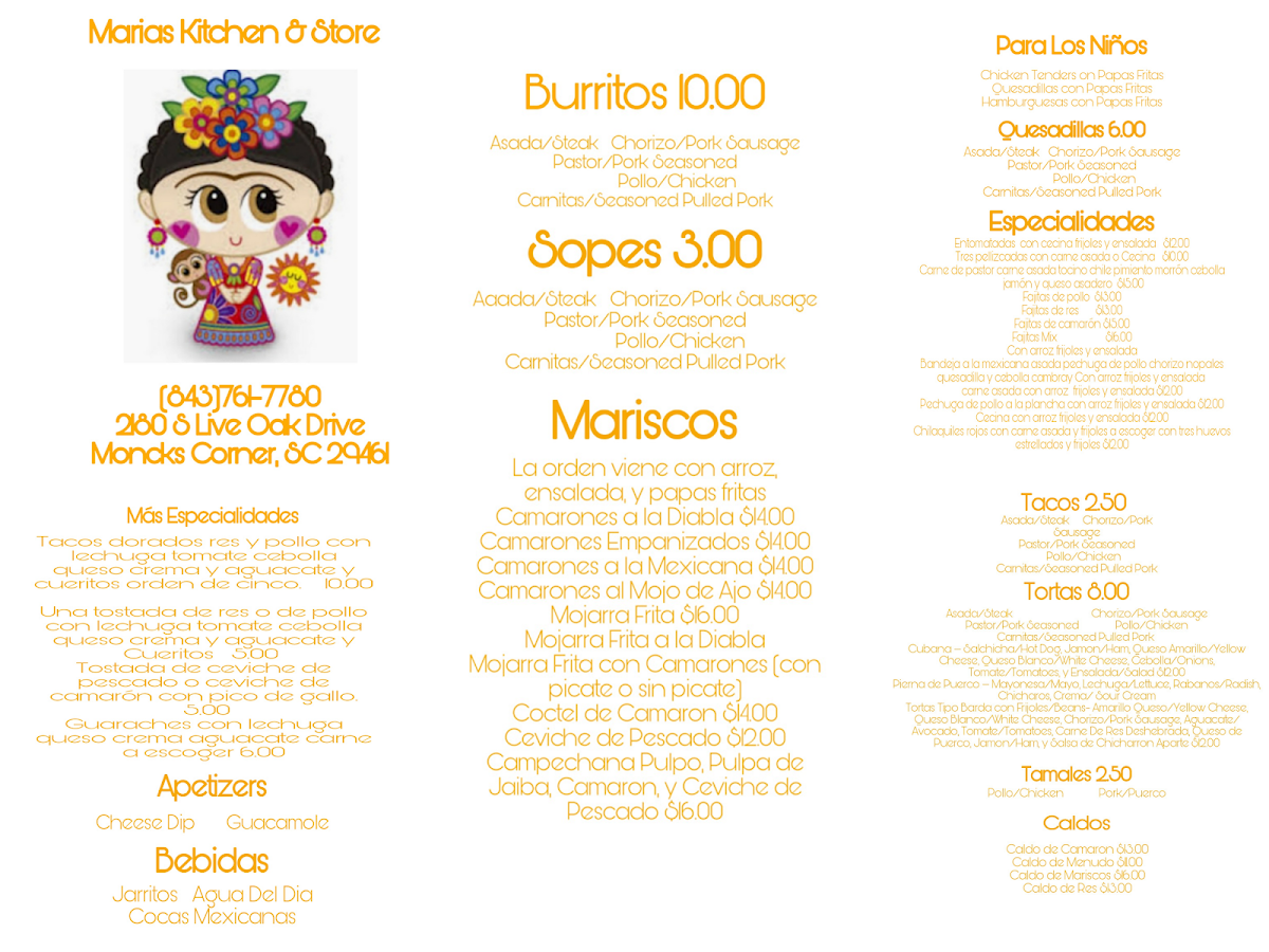 Maria's Kitchen & Store Photo Menu 5