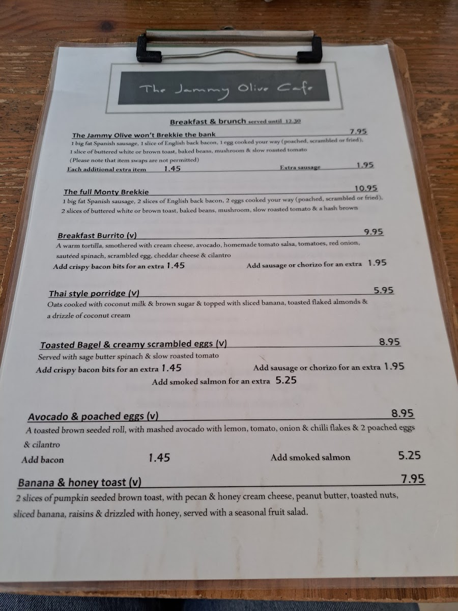 The Jammy Olive Cafe Photo Menu 1