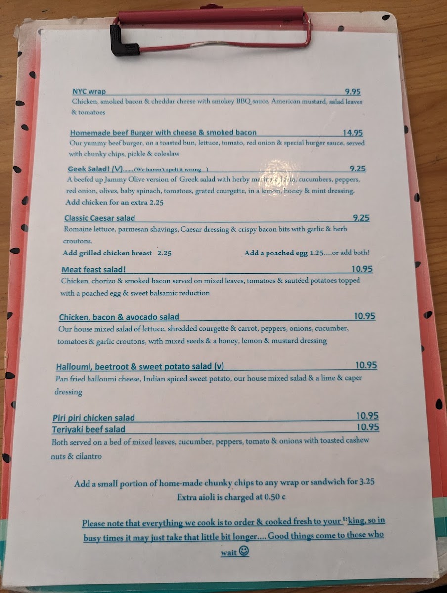 The Jammy Olive Cafe Photo Menu 3