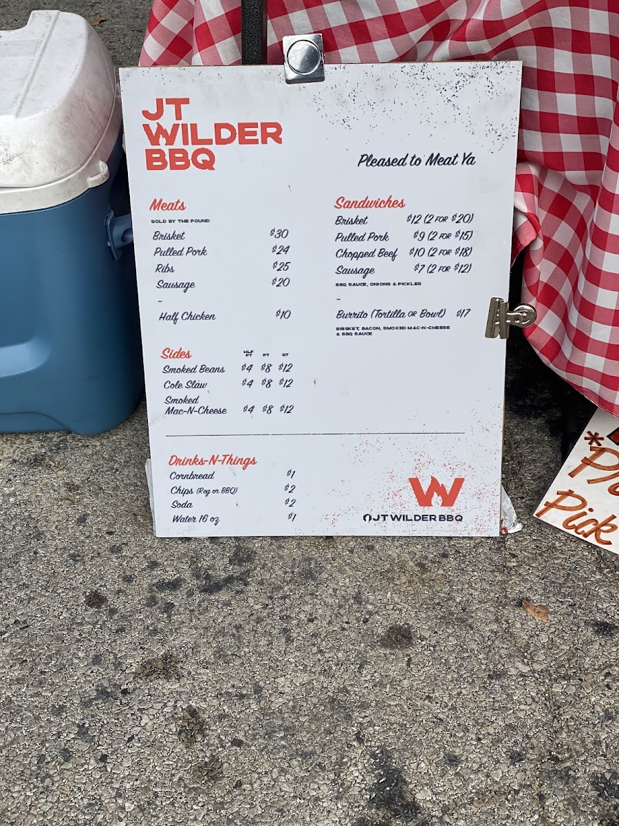 JT Wilder BBQ Photo Menu 2