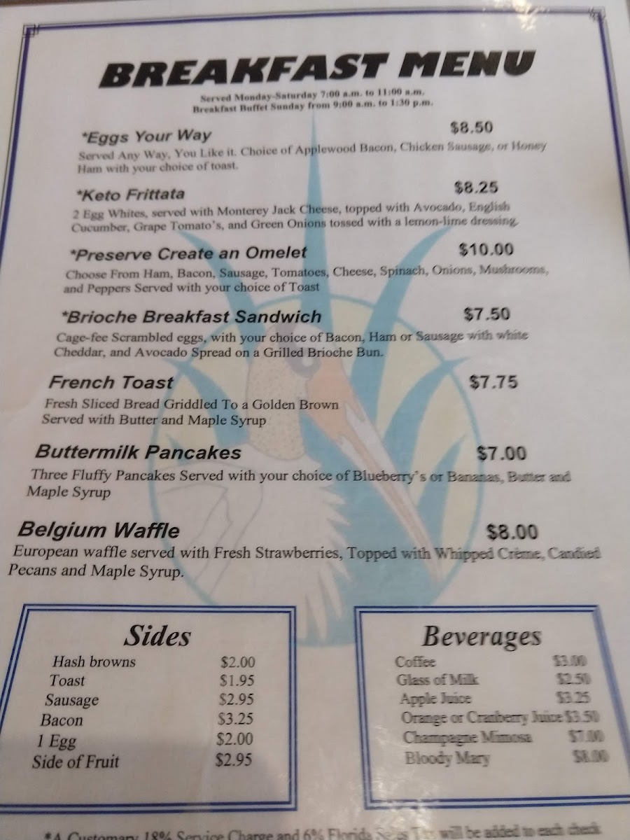 Plantation Preserve Restaurant Photo Menu 1