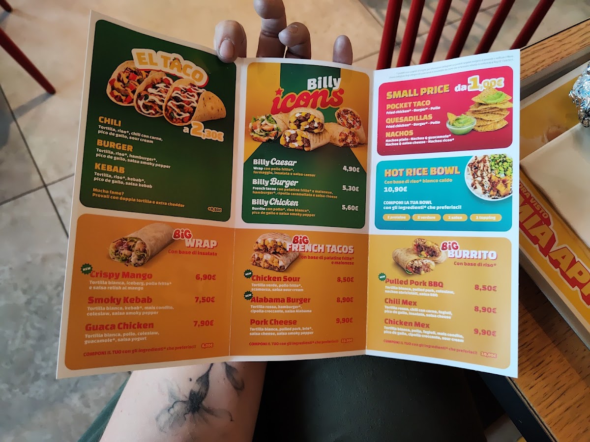 Billy Tacos - Rivoli Photo Menu 1