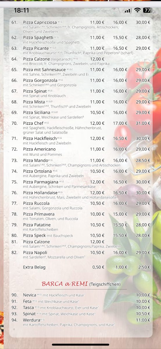Toscana Pizzeria & Ristorante Photo Menu 3