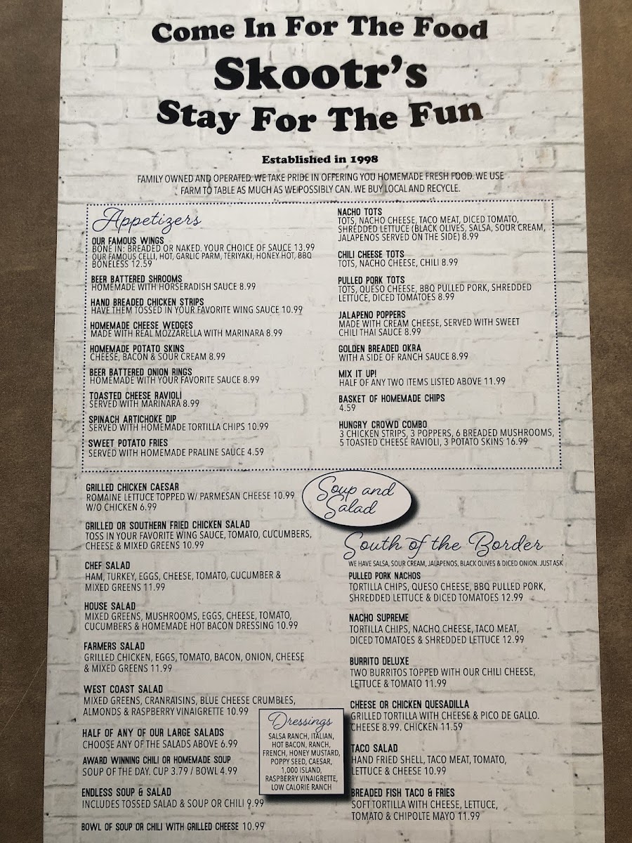 Skootr's Restaurant & Bar Photo Menu 1