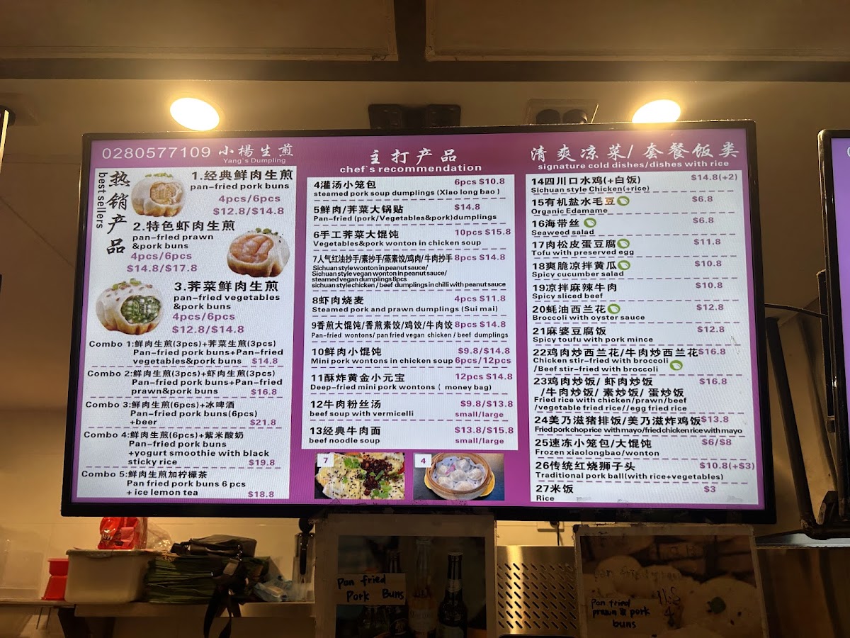 Yang's Dumpling Photo Menu 1