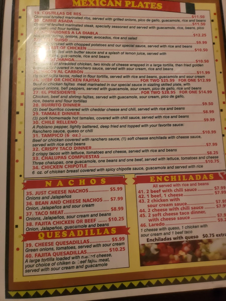 El Presidente Photo Menu 6